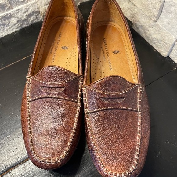 Martin Dingman Countrywear Driver Penny Loafer Tan Leather Slip-On Loafers 10.5M - Picture 3 of 9